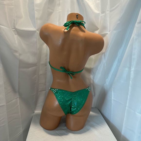 NWT Hunter Green Competition bikini suit, handmade 36B MED BOTTOM - Picture 3 of 5